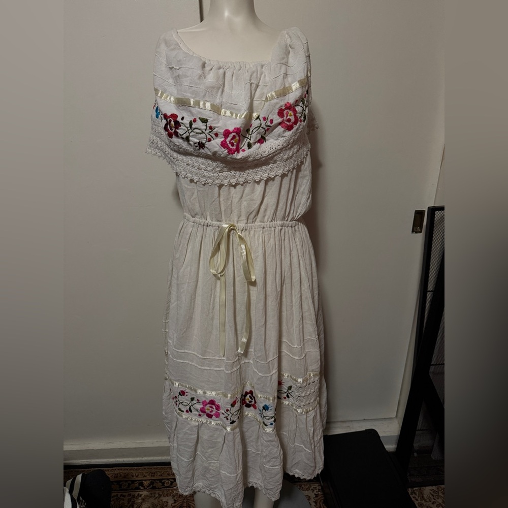 Mexican Floral Embroidered Dress